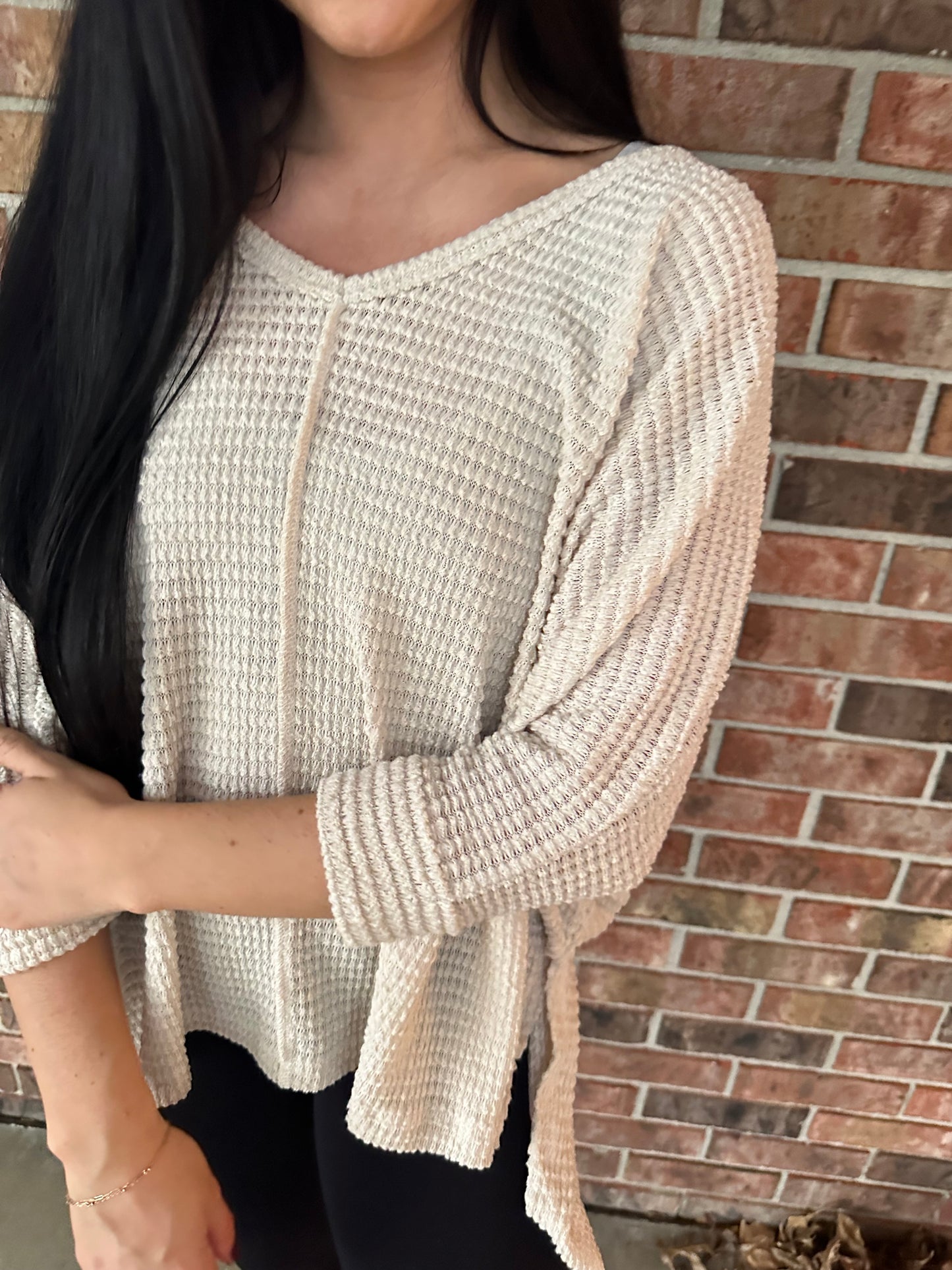 beige waffle tunic