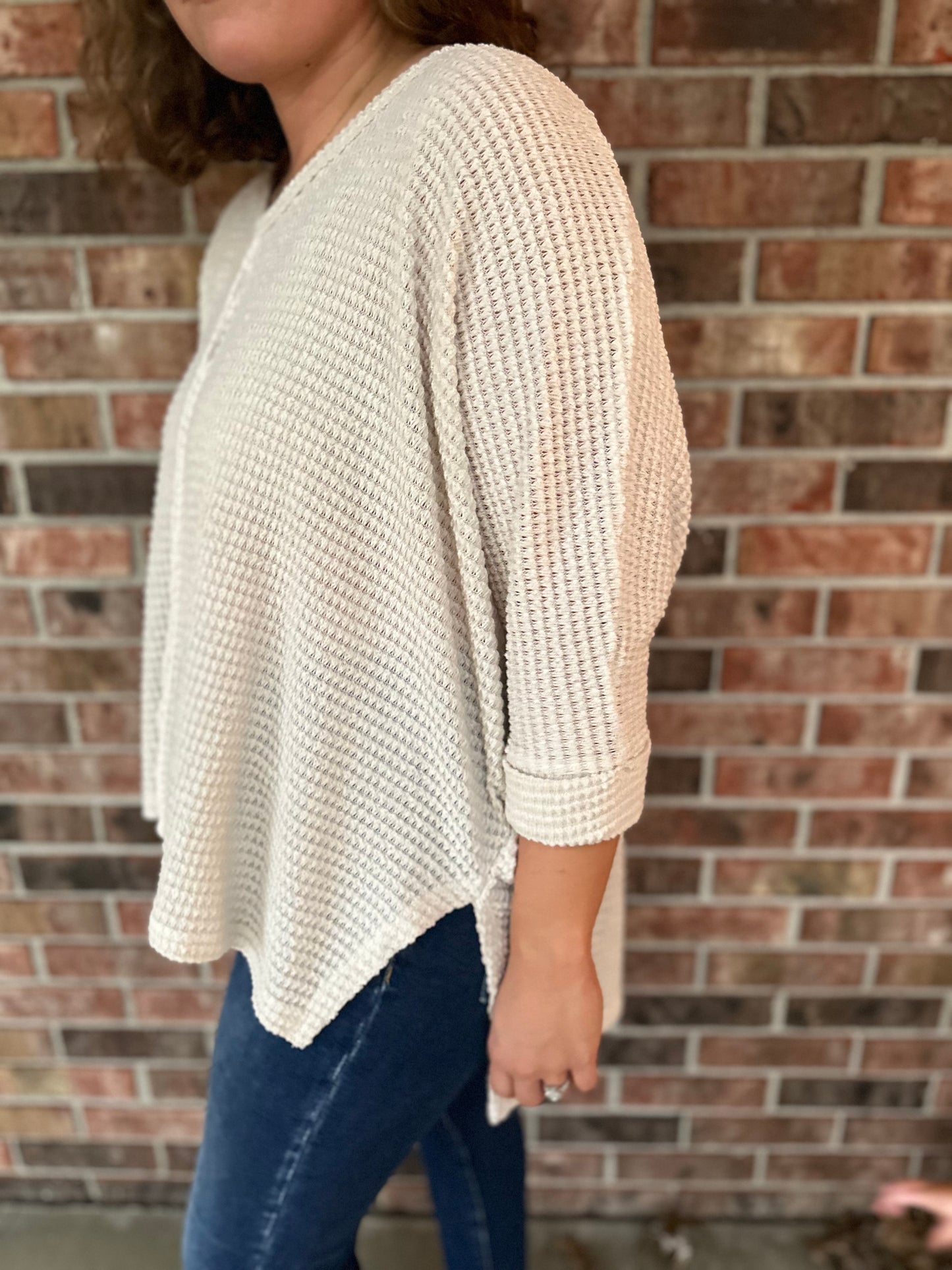beige waffle tunic