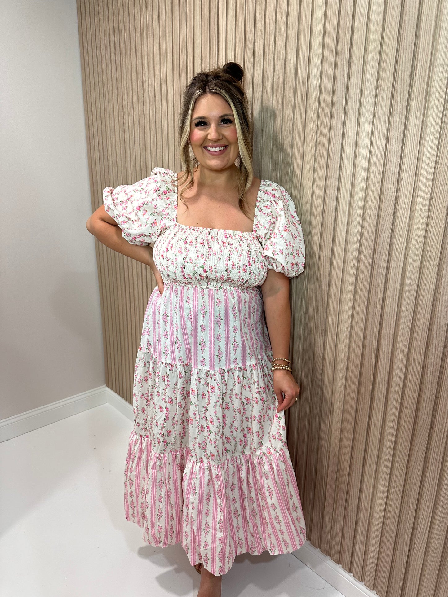 CECE FLORAL COLORBLOCK MAXI