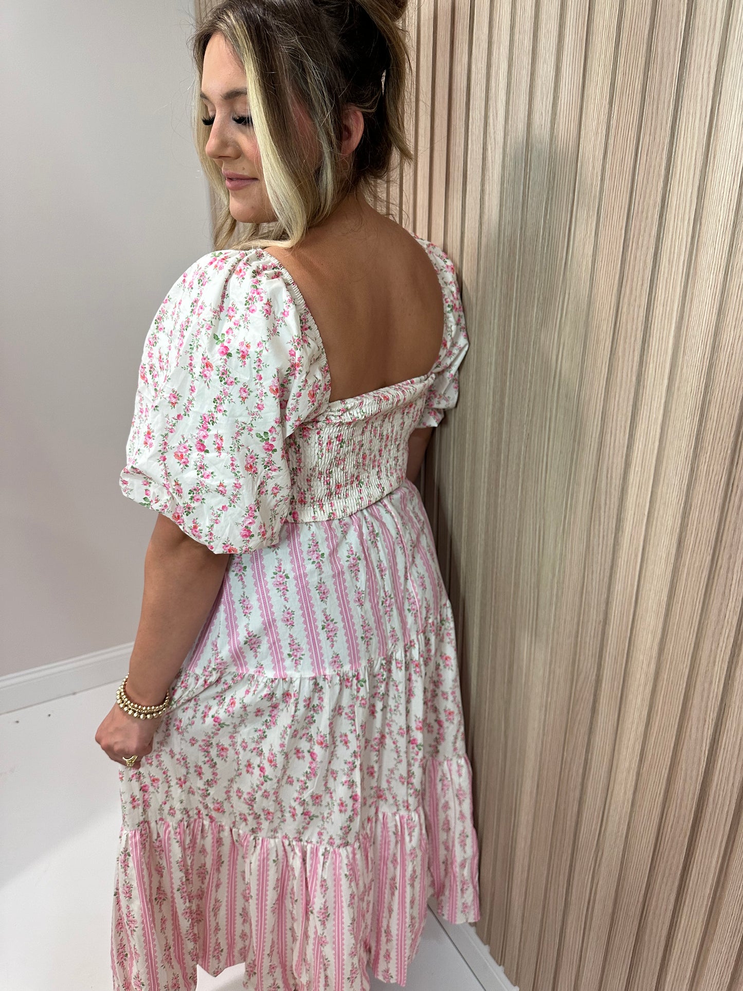 CECE FLORAL COLORBLOCK MAXI