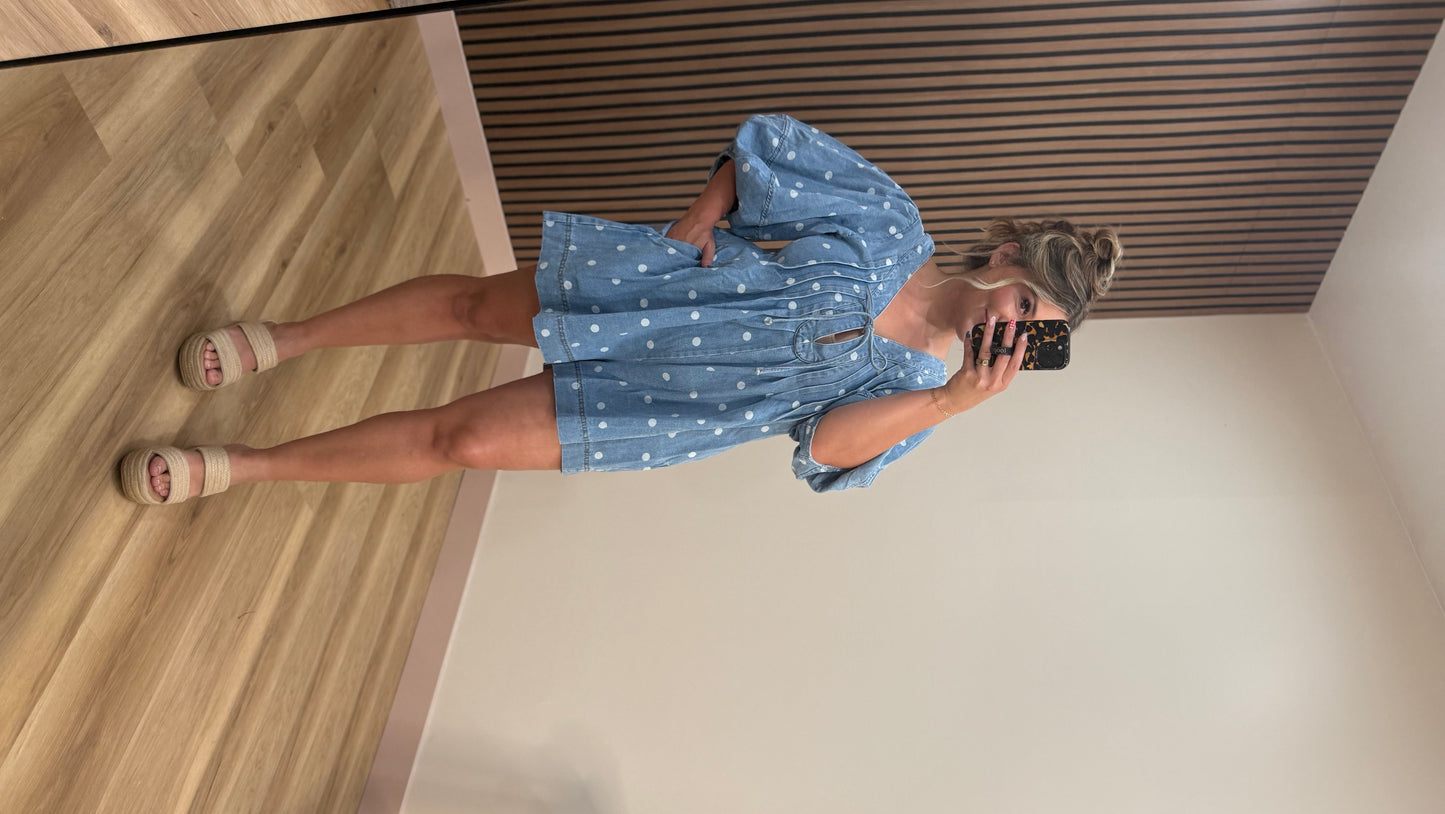 DOTTIE DENIM ROMPER