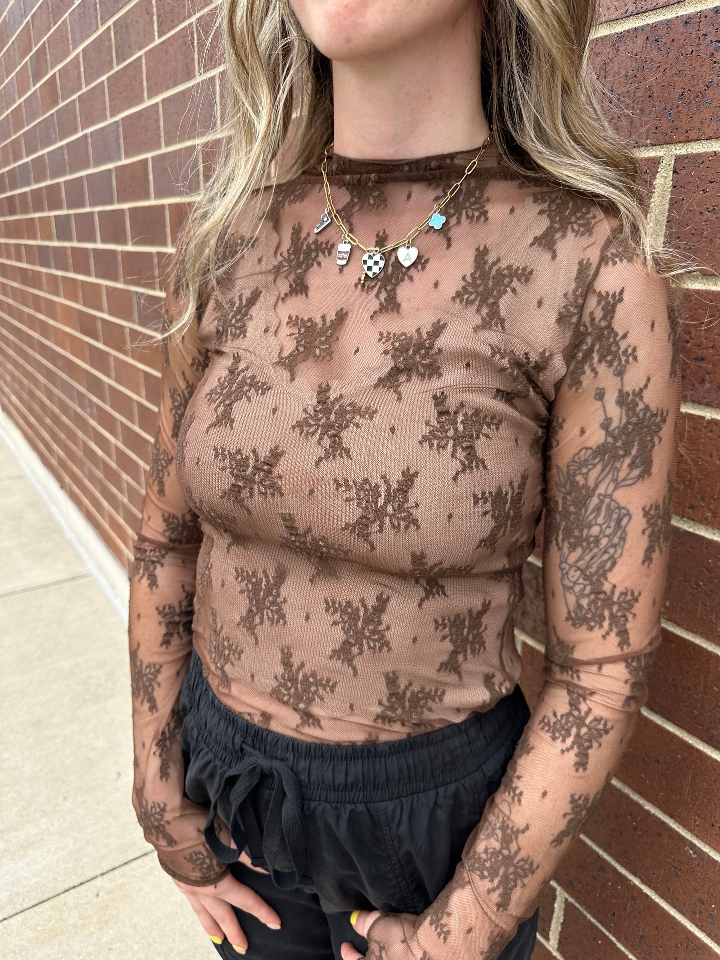 LACE TOP (BLACK or BROWN)