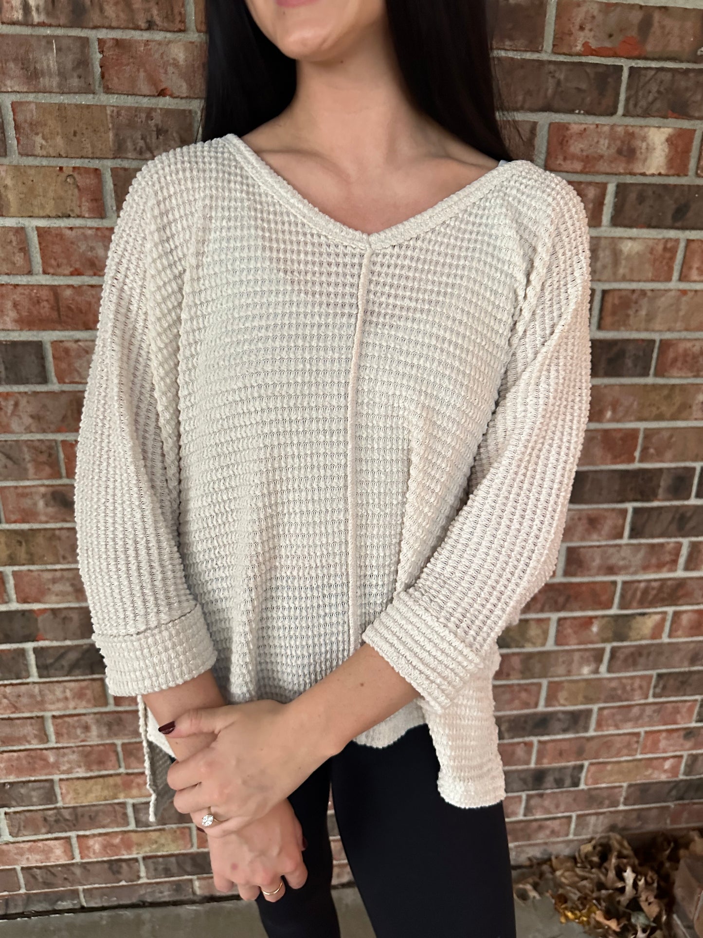 beige waffle tunic