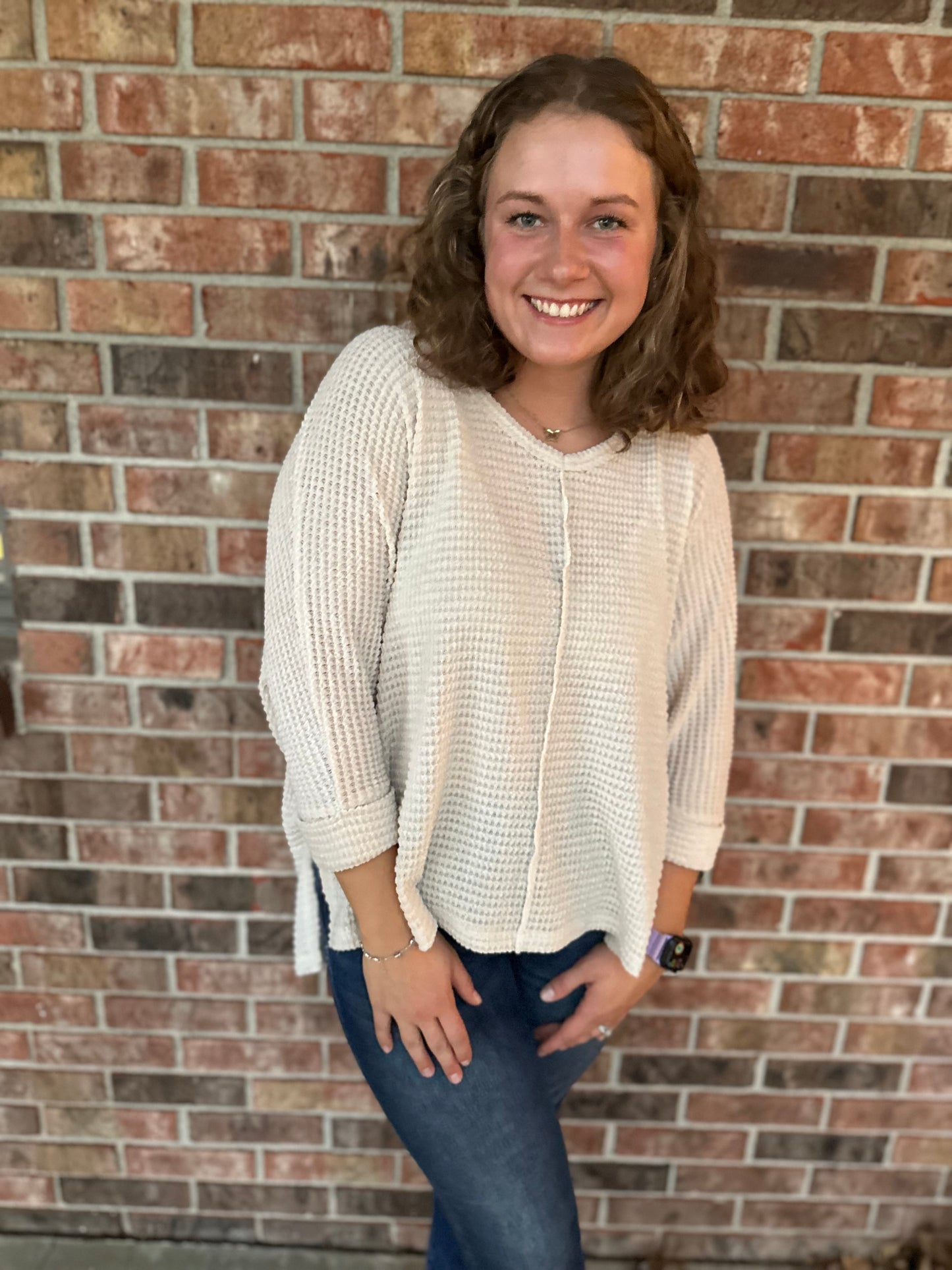 beige waffle tunic