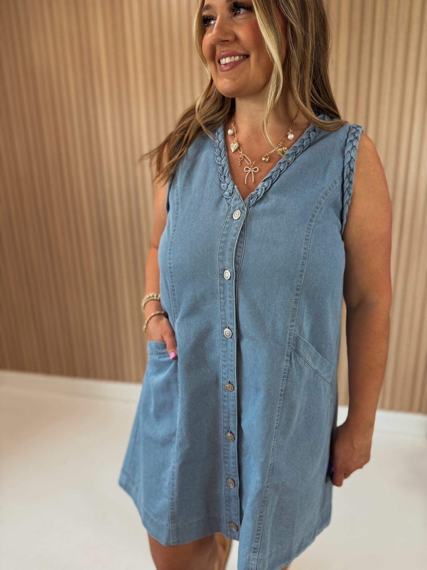 BRITTANY BUTTON UP MINI DRESS