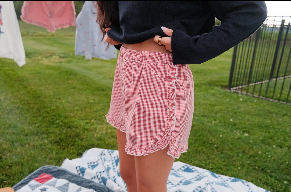 RED GINGHAM SHORT (PREORDER SHIP 6/22)