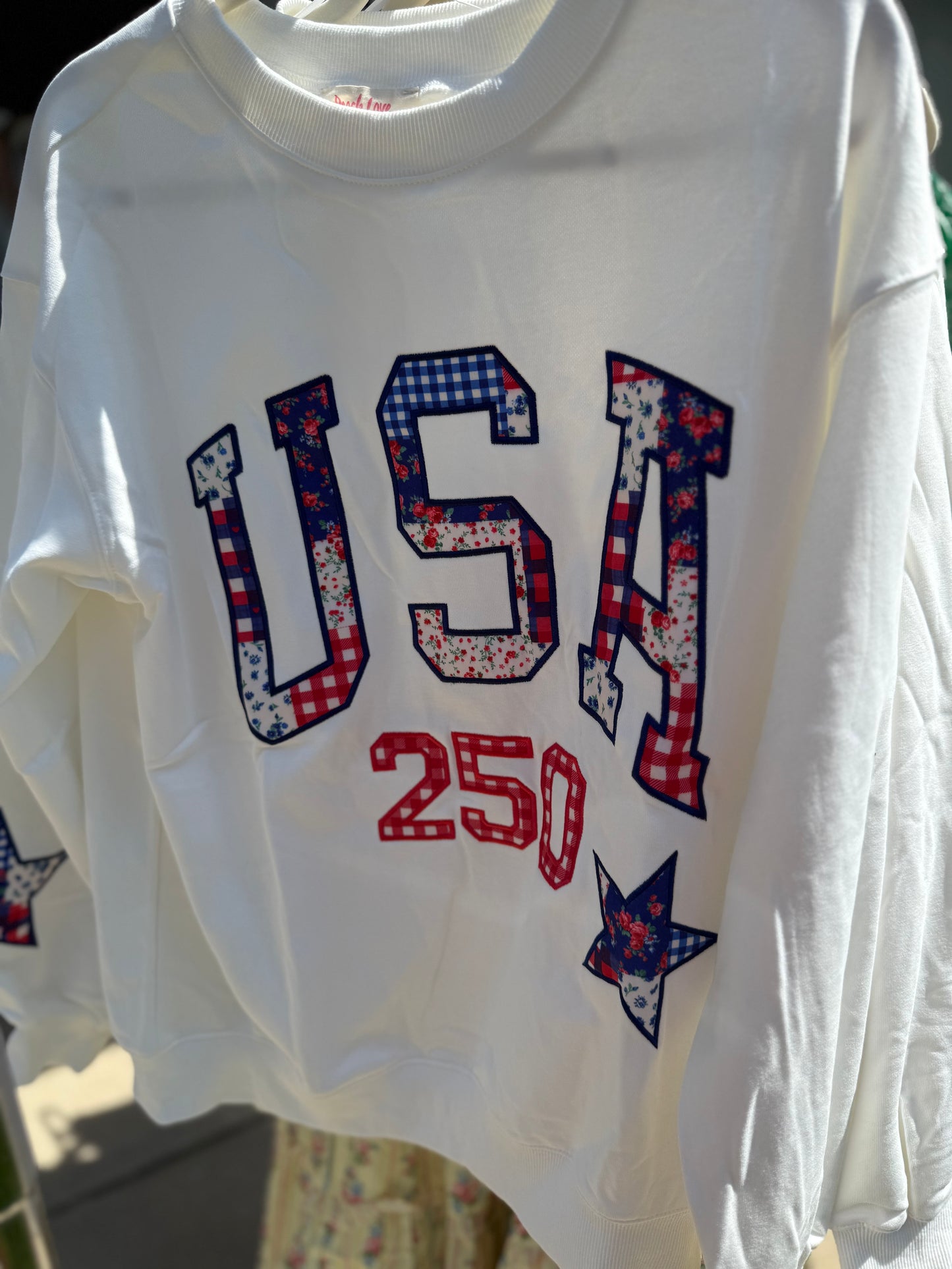 USA PATCHWORK SWEATSHIRT (HEATHER GREY & OFF WHITE)
