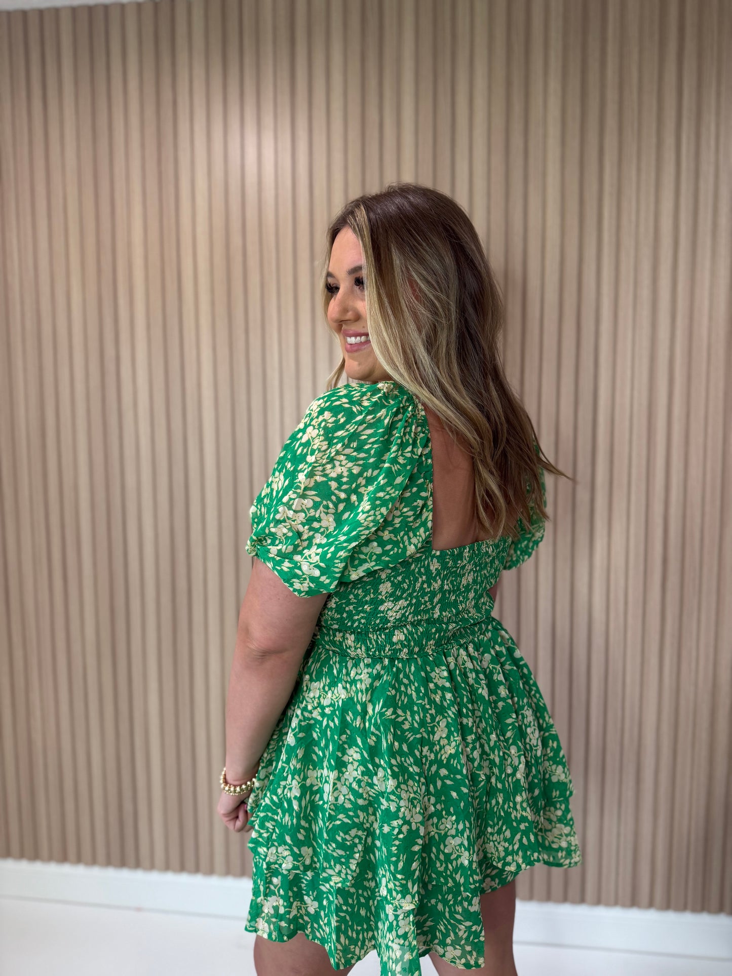 GOING PLACES GREEN ROMPER