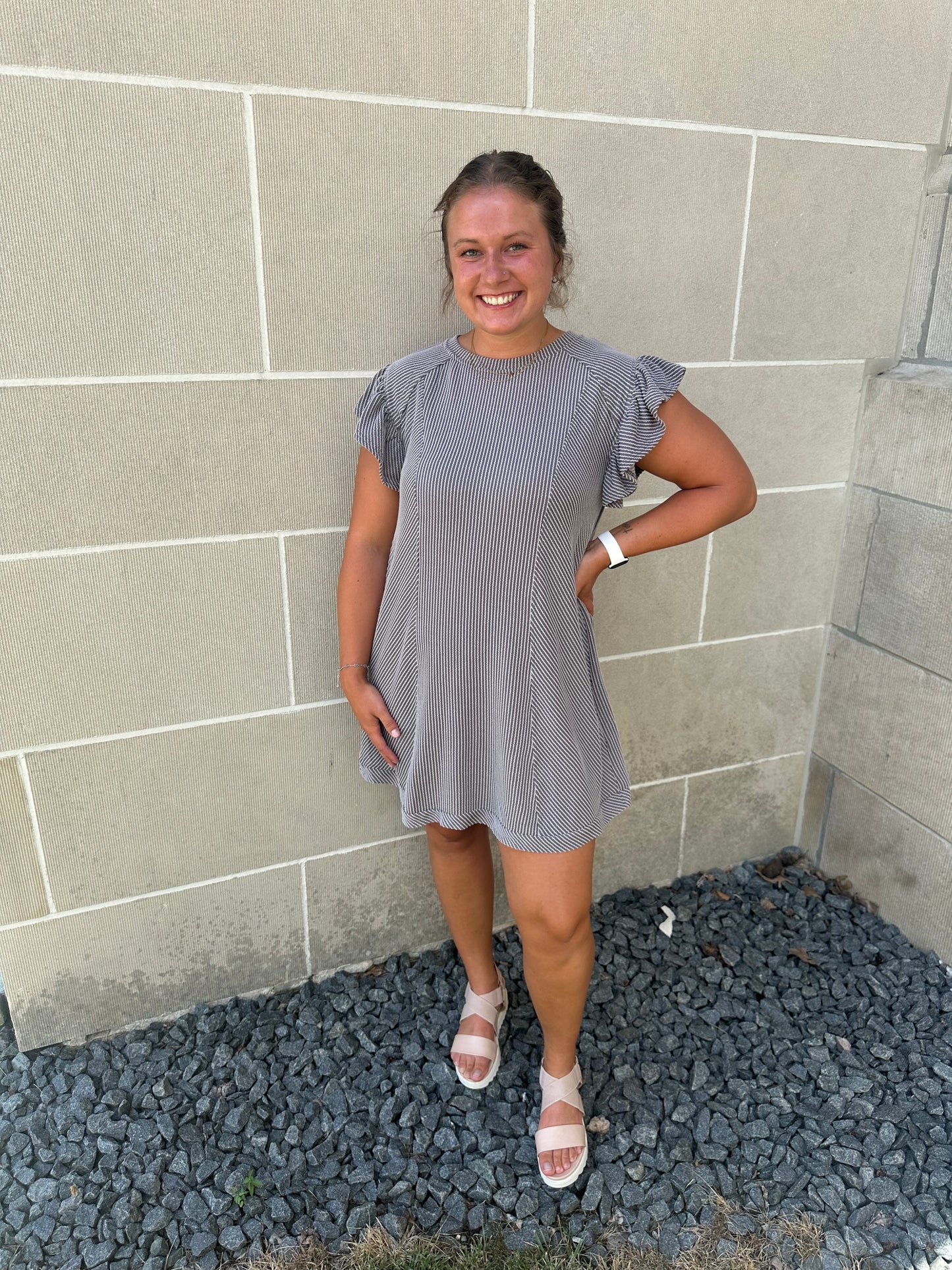 basic ribbed mini dress (grey)