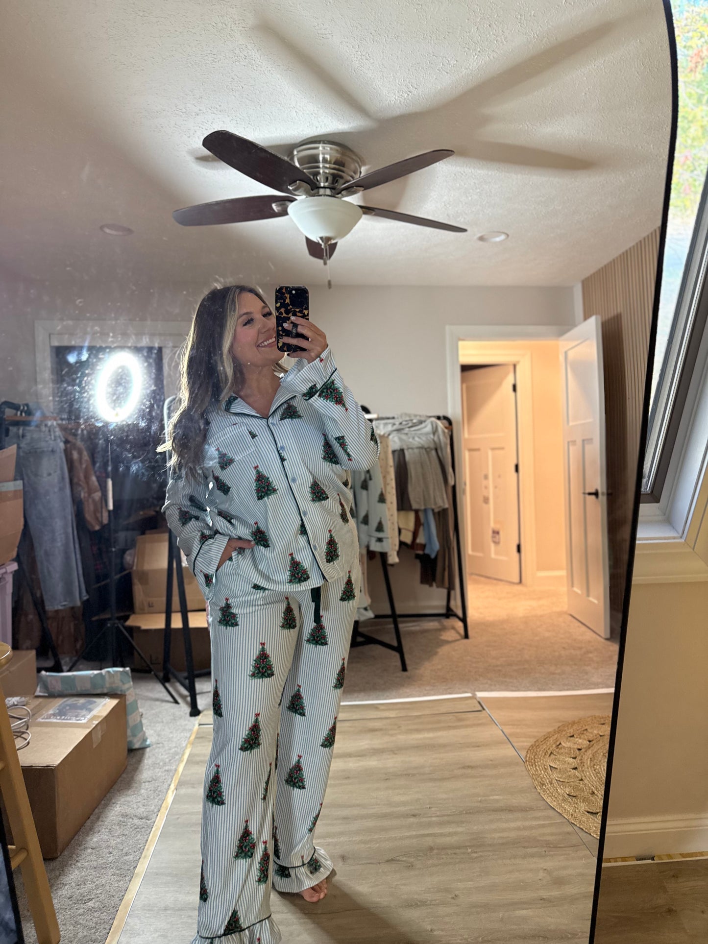 OH CHRISTMAS TREE PINSTRIPE PJ SET