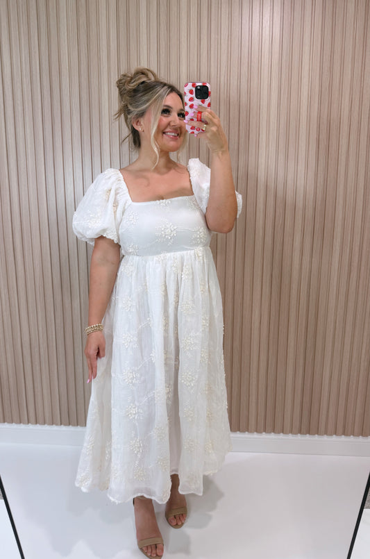FRANKIE FLORAL APPLIQUÉ DRESS