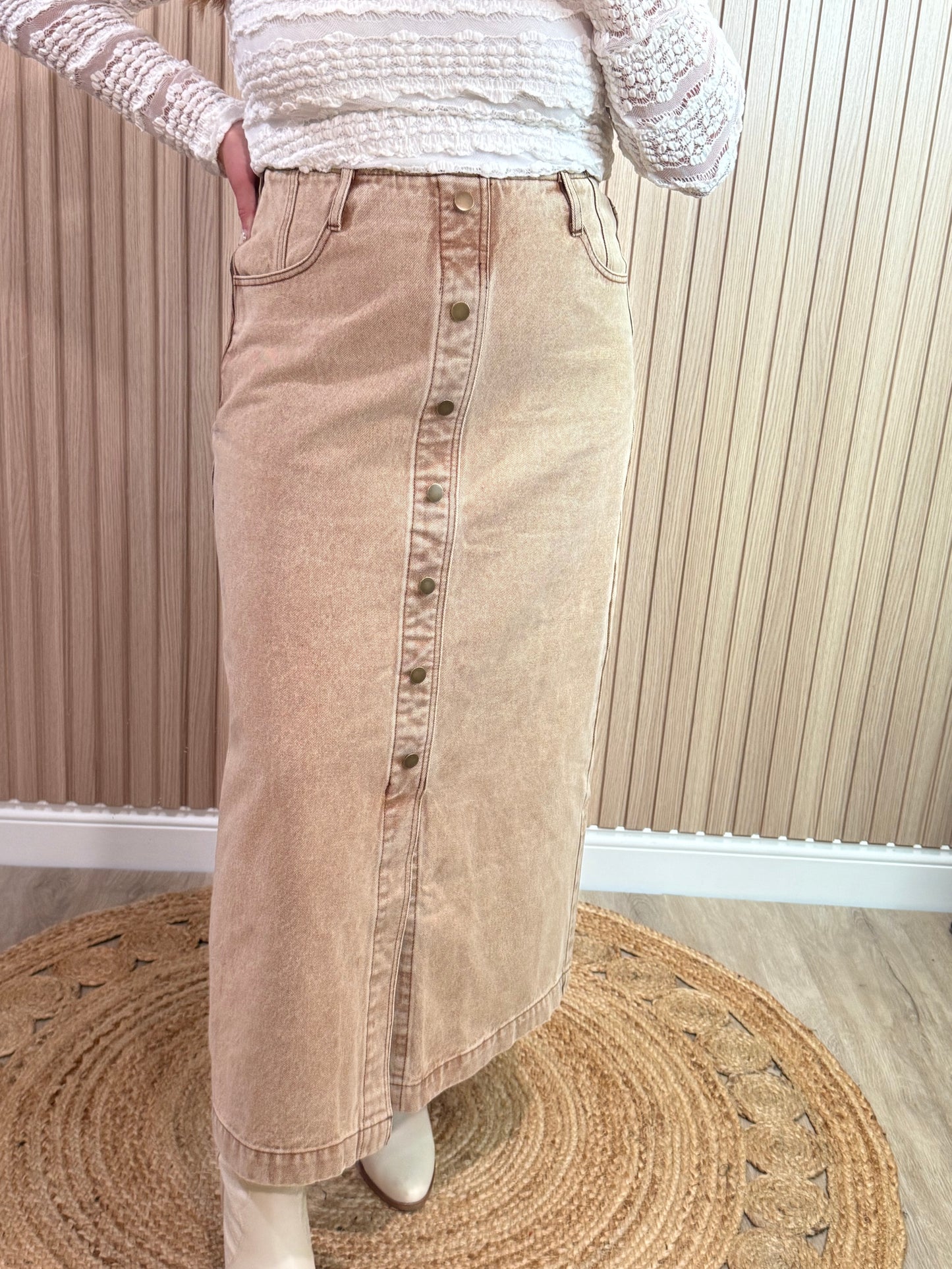 SADIE BUTTON UP MIDI SKIRT