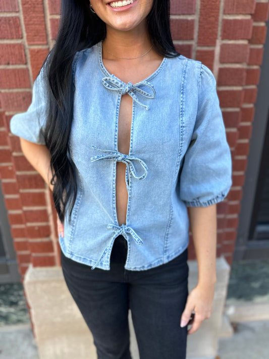 denim tie top