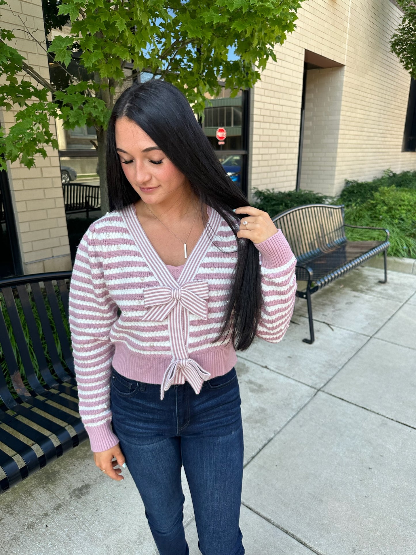 pink candy stripe cardi