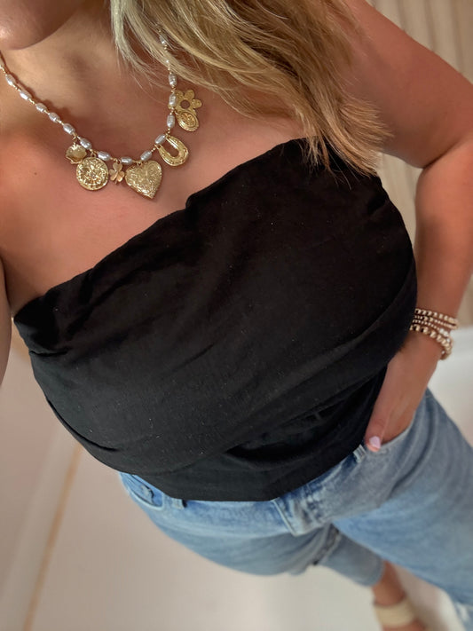 PEARL CHUNKY CHARM NECKLACE