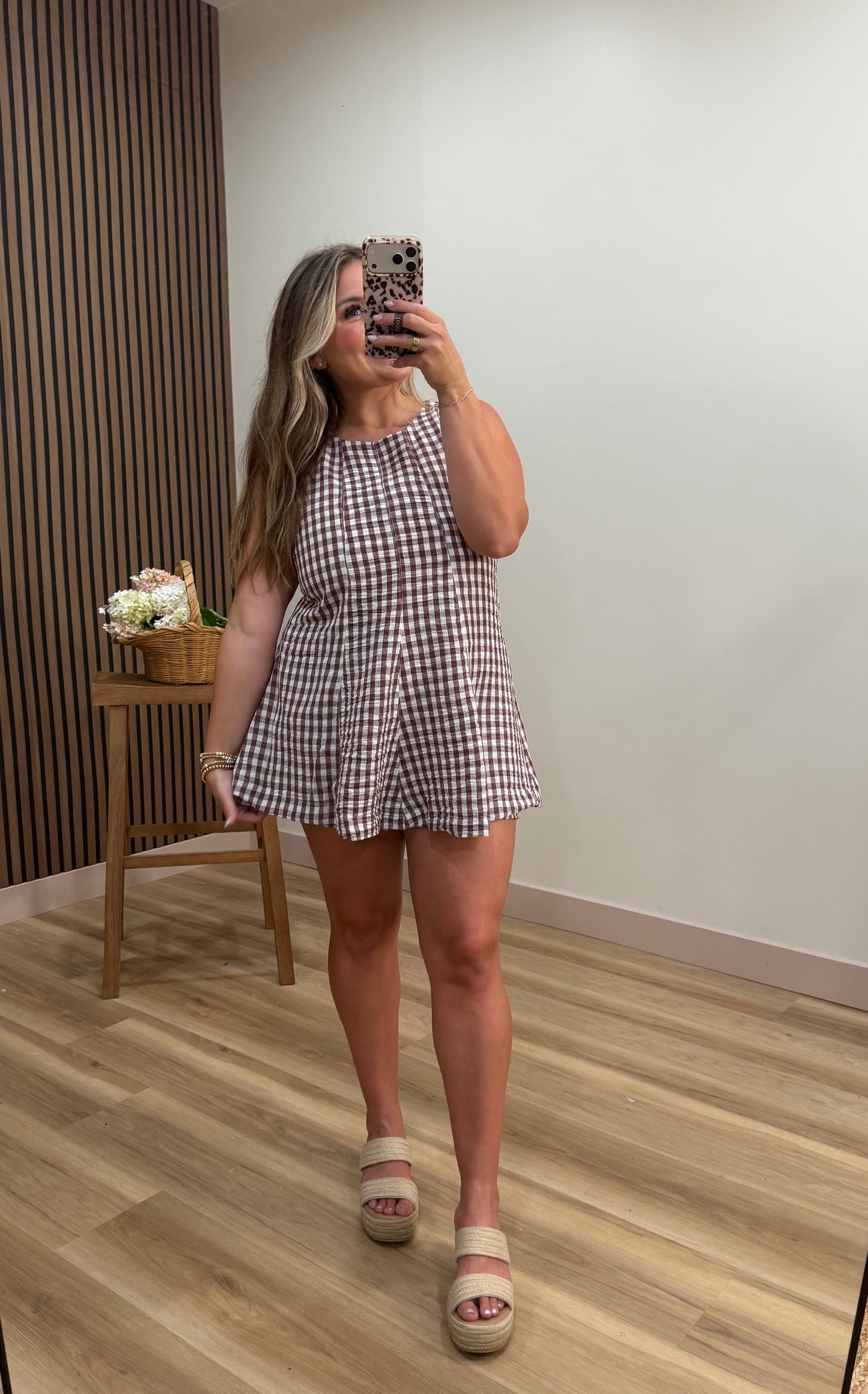 GIGI GINGHAM ROMPER (BROWN)