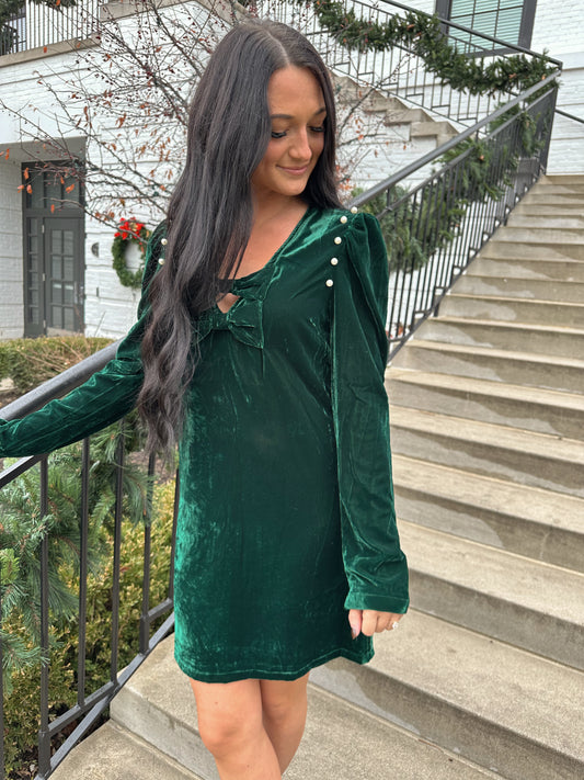 Emerald Velvet Mini Dress