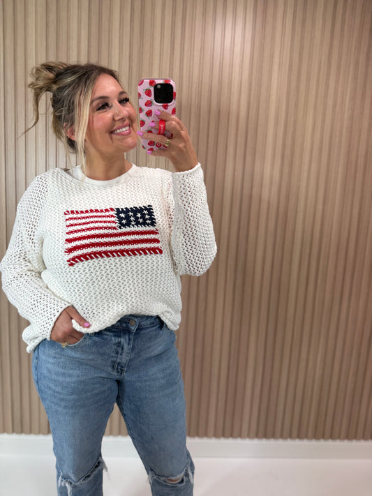 STARS AND STRIPES CROCHET SWEATER