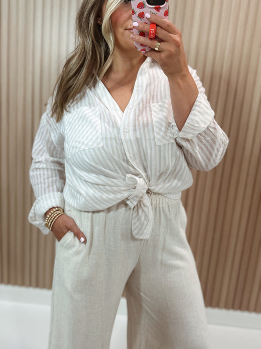 SAILOR STRIPED BUTTON DOWN