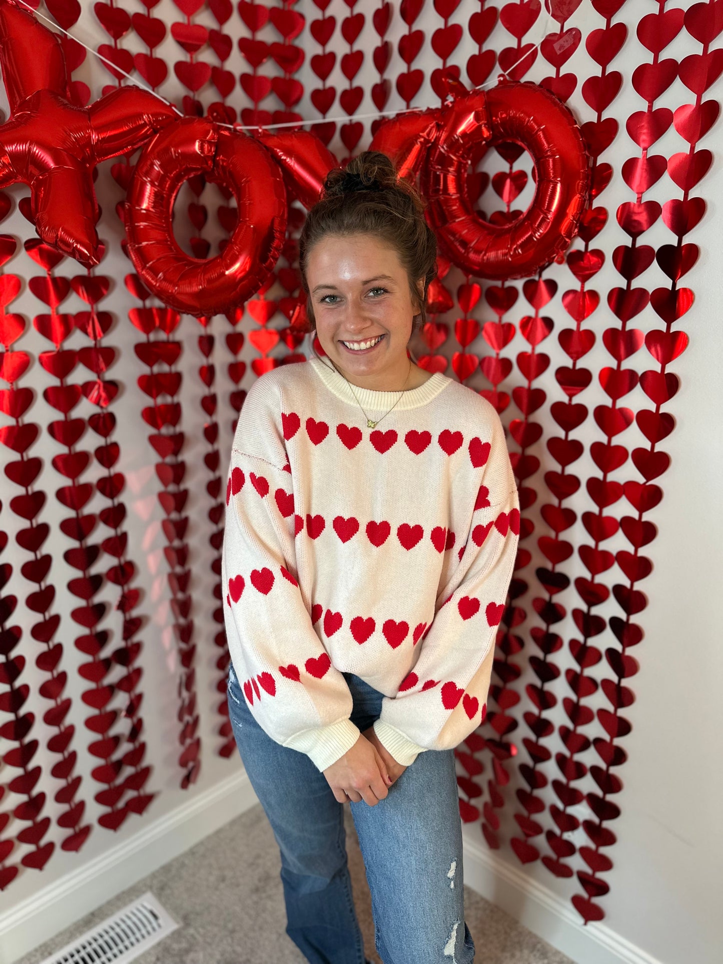 DOUBLE TAKE HEART SWEATER