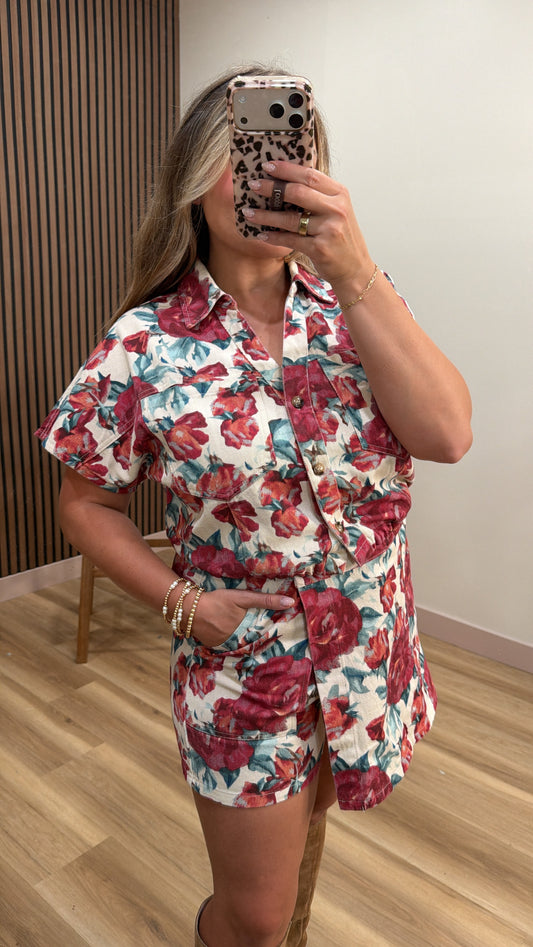 VICTORIA FLORAL BUTTON UP TOP