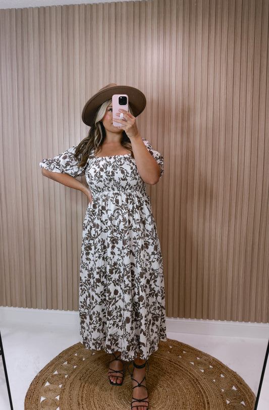 COLLINS FLORAL MIDI DRESS (PREORDER FOR SIZE LARGE)