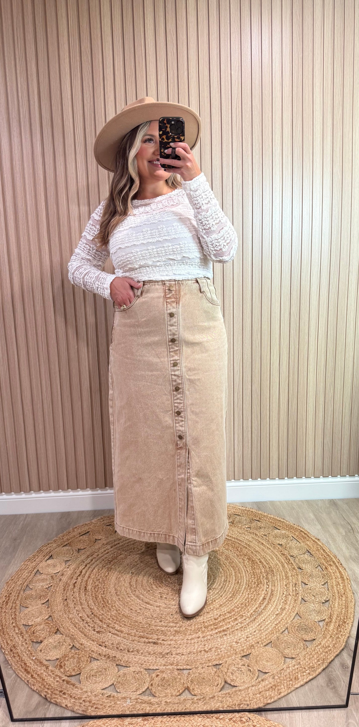 SADIE BUTTON UP MIDI SKIRT