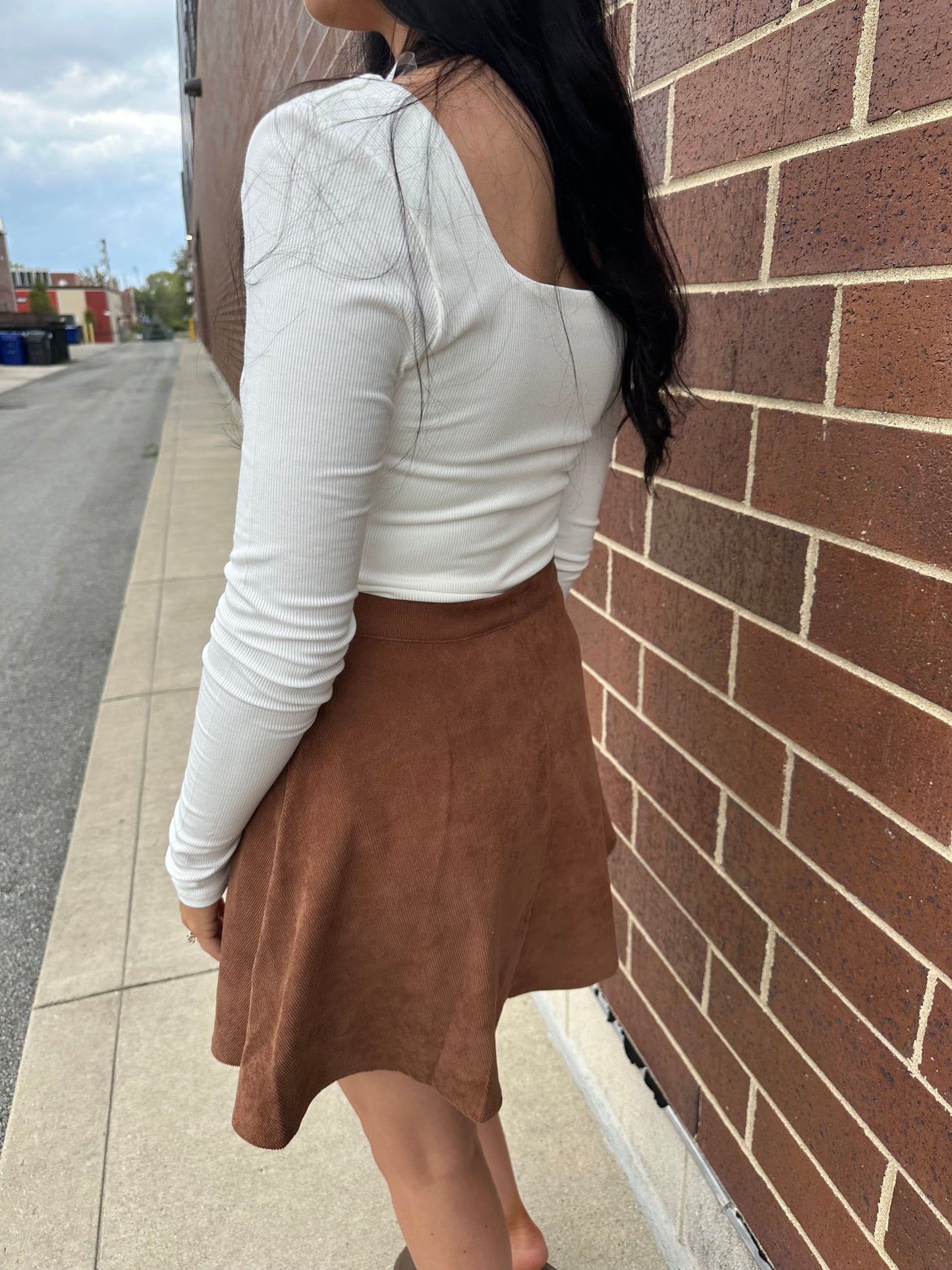 brown button up skirt