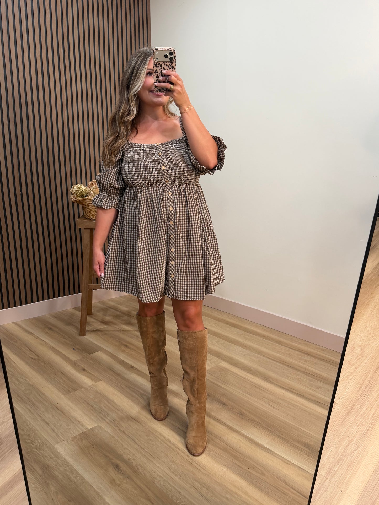 GRACIE GINGHAM MINI DRESS (size large is for preorder. ships 9/2.)