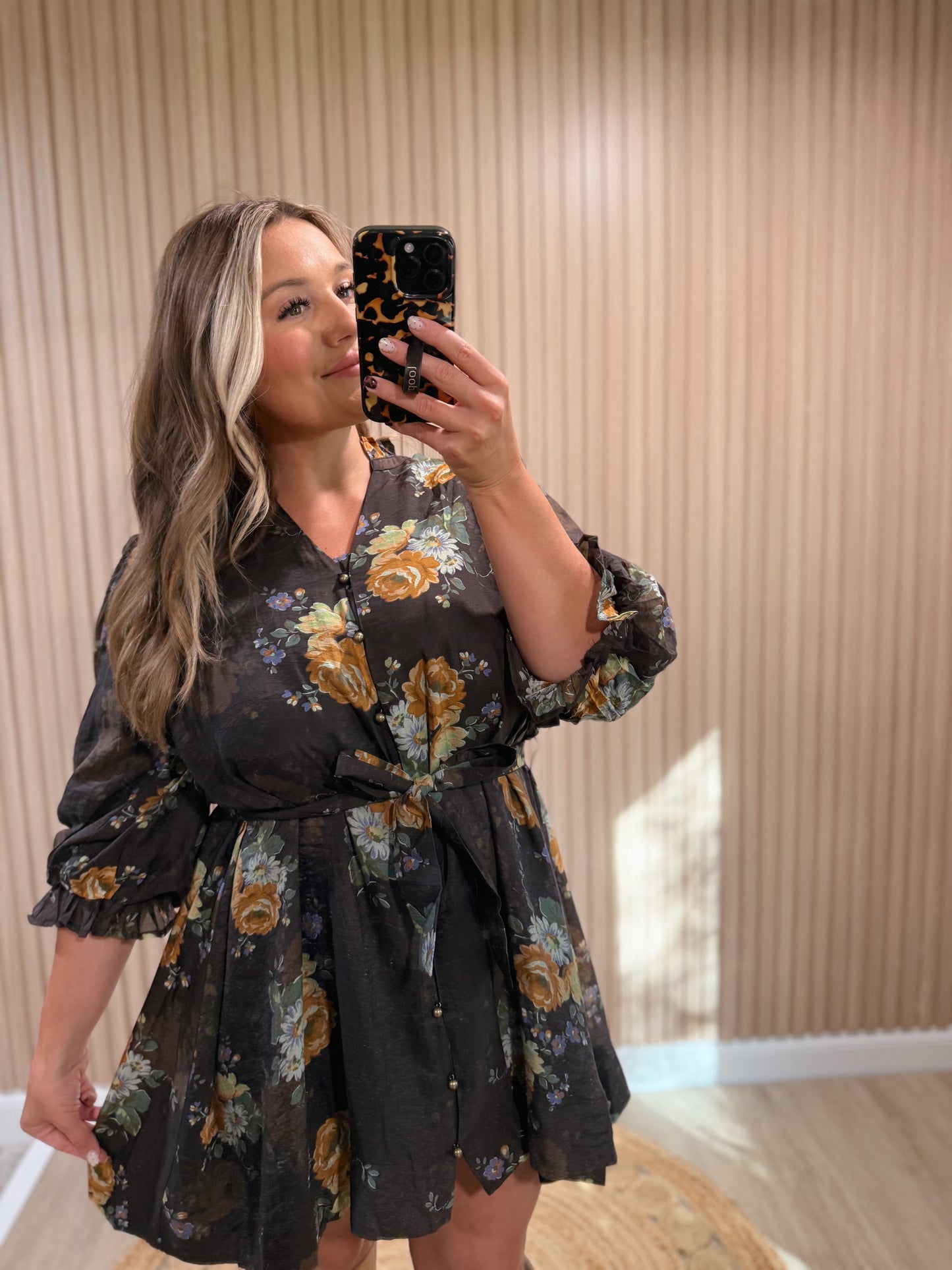 BAYLOR BROWN FLORAL MINI DRESS