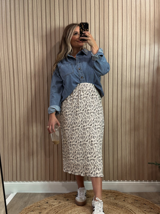 CAMILLE CREAM FLORAL SKIRT