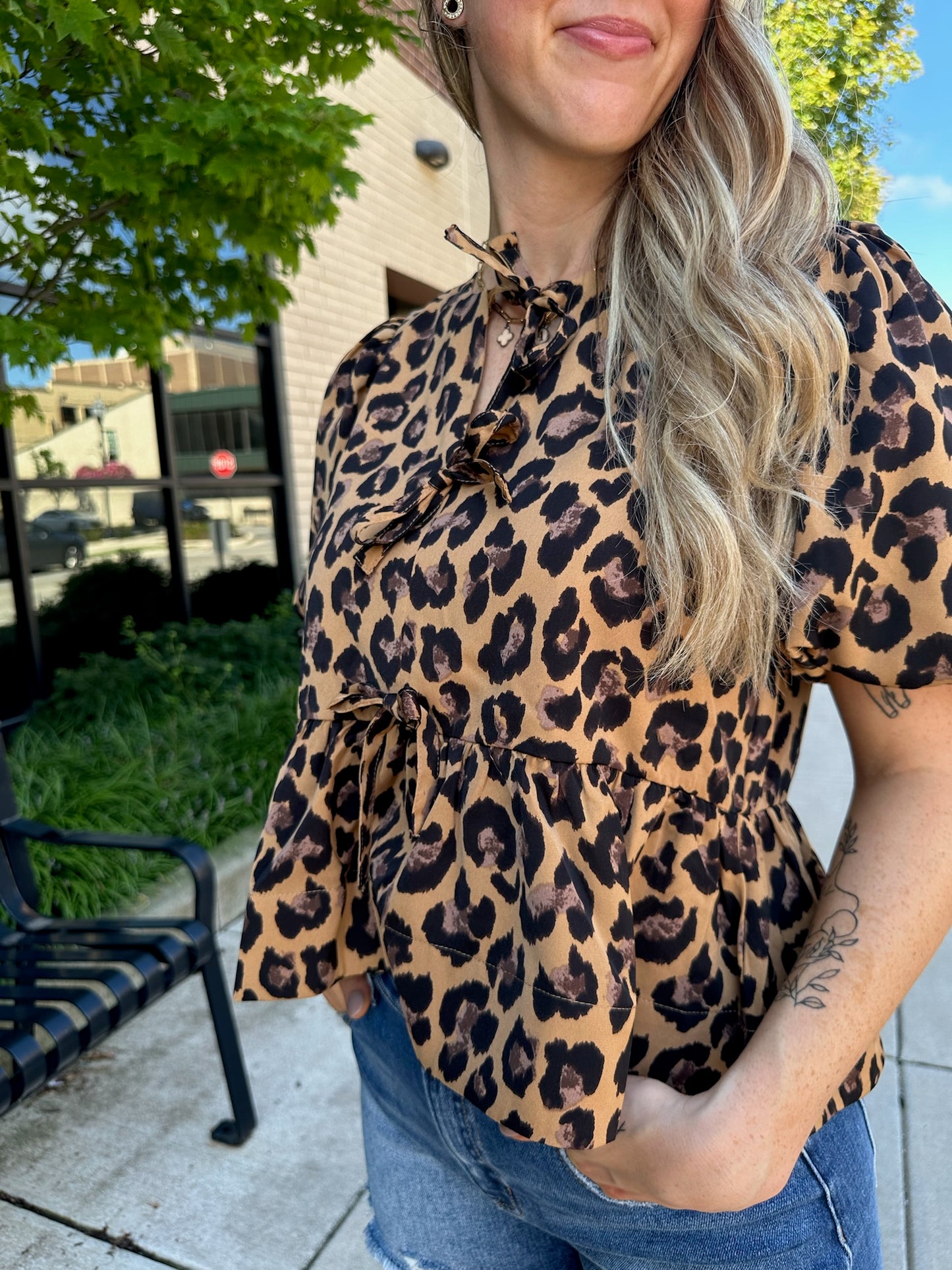 leopard peplum top