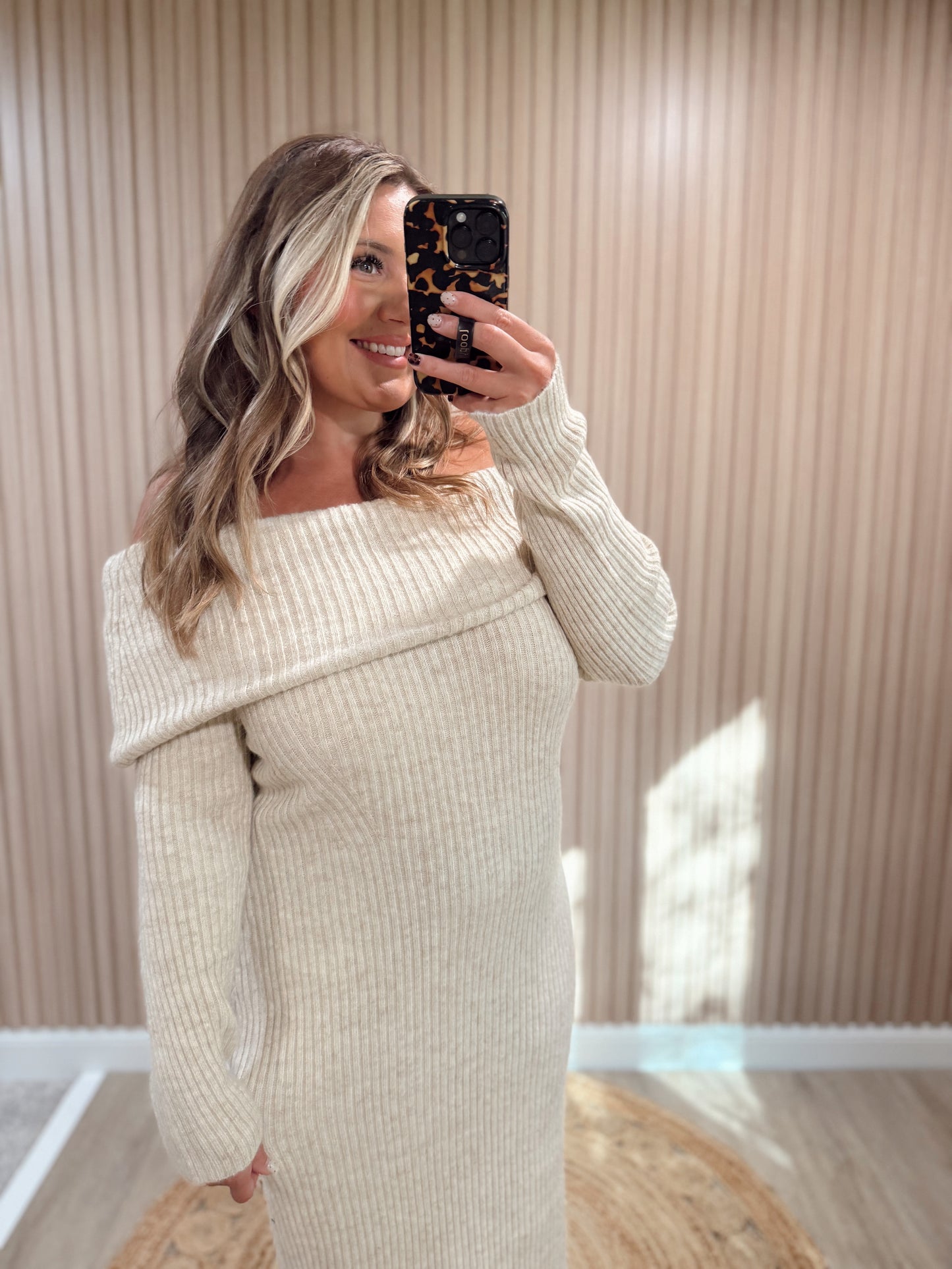 OAT OFF THE SHOULDER MIDI