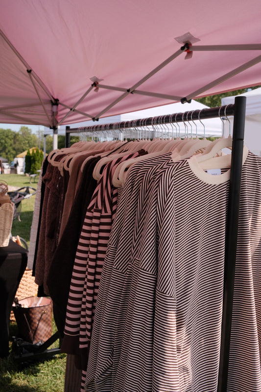 CABIN COZY LOUNGE TOP (BROWN/CREAM STRIPE)