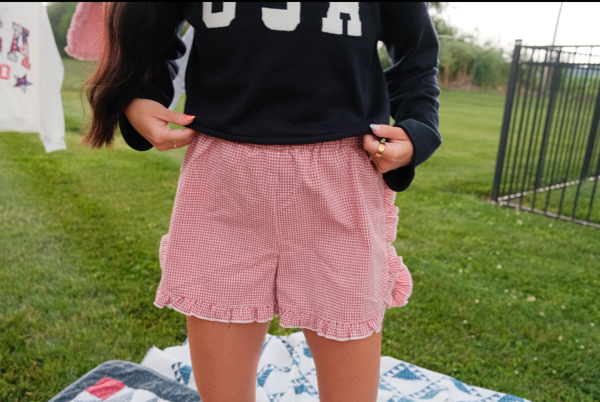 RED GINGHAM SHORT (PREORDER SHIP 6/22)