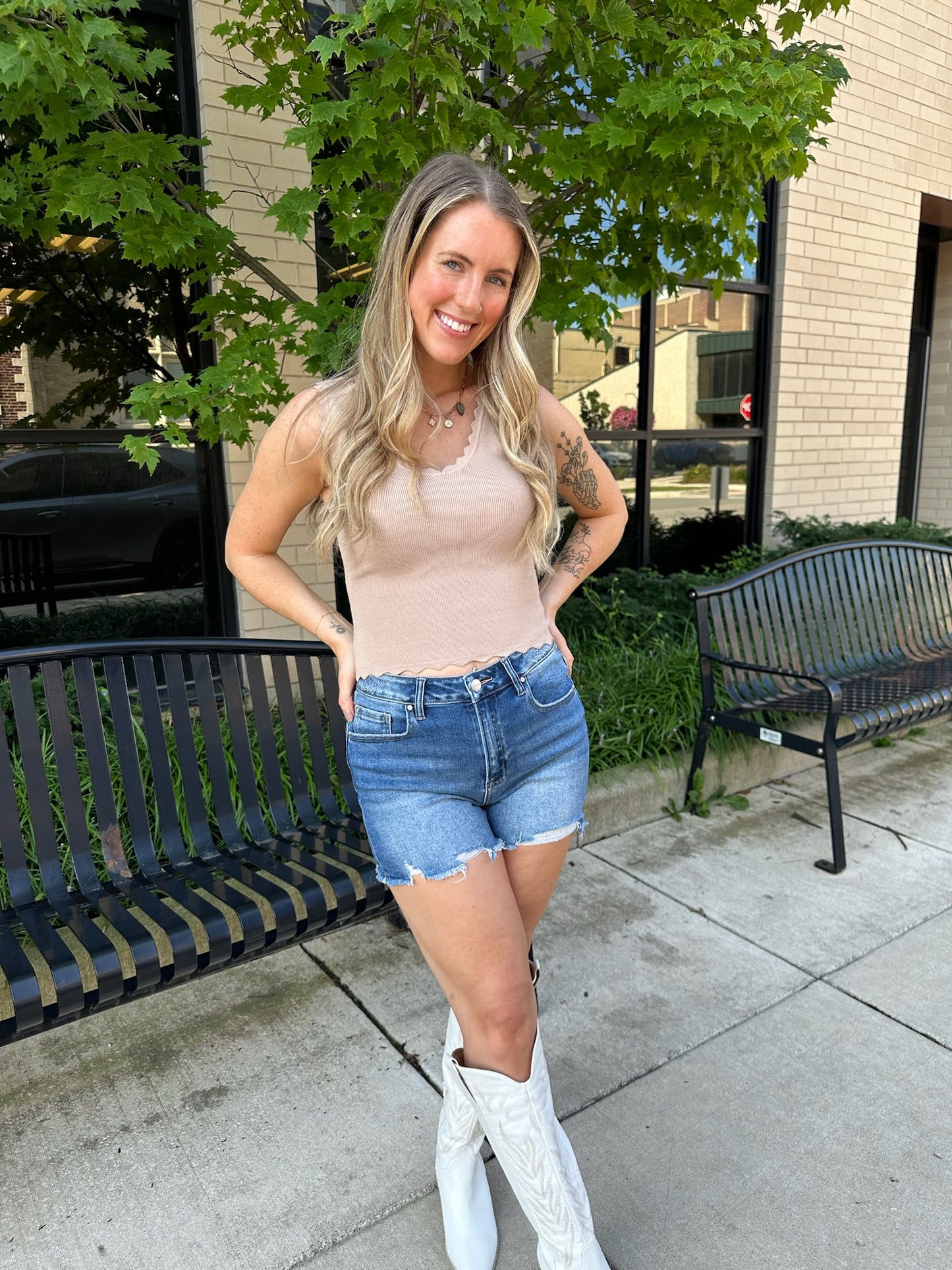 tan scalloped basic tank