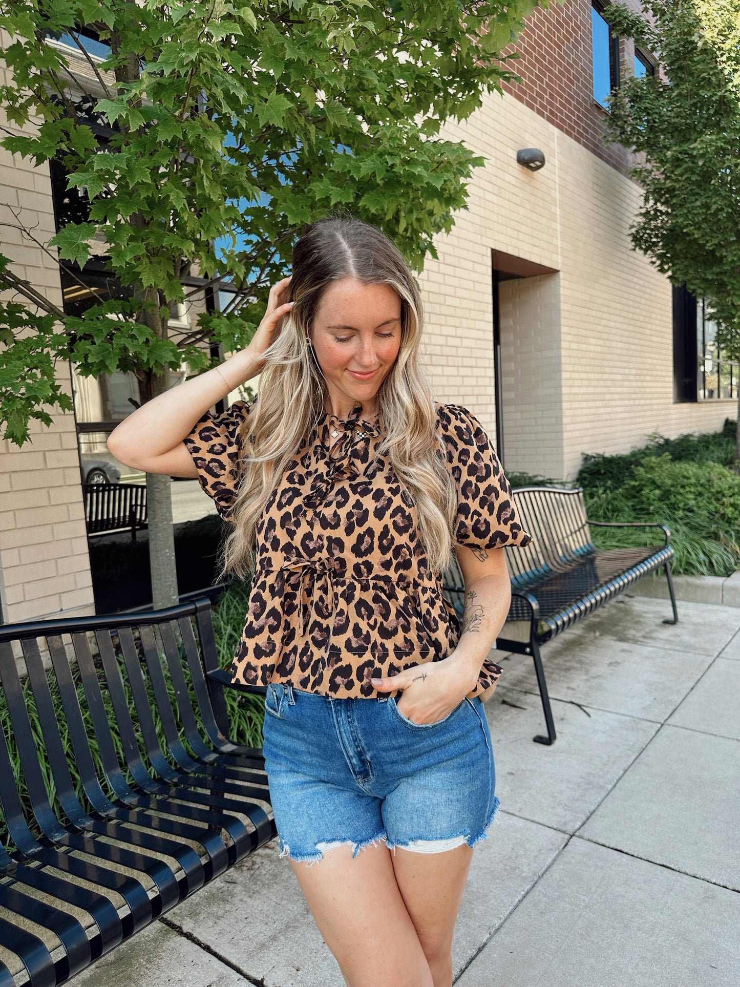 leopard peplum top