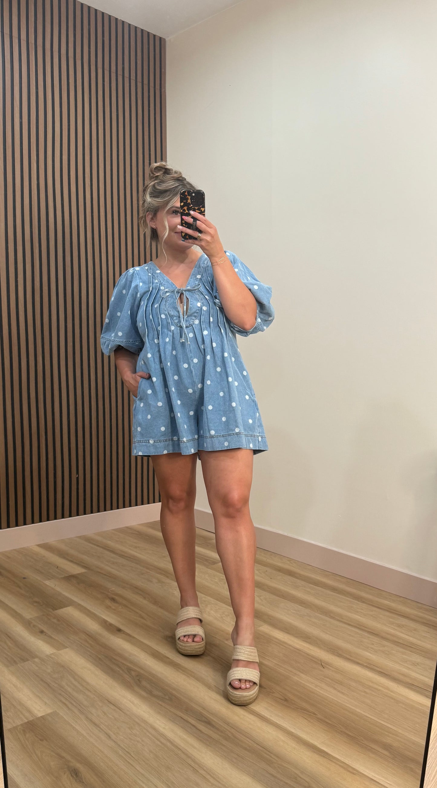 DOTTIE DENIM ROMPER