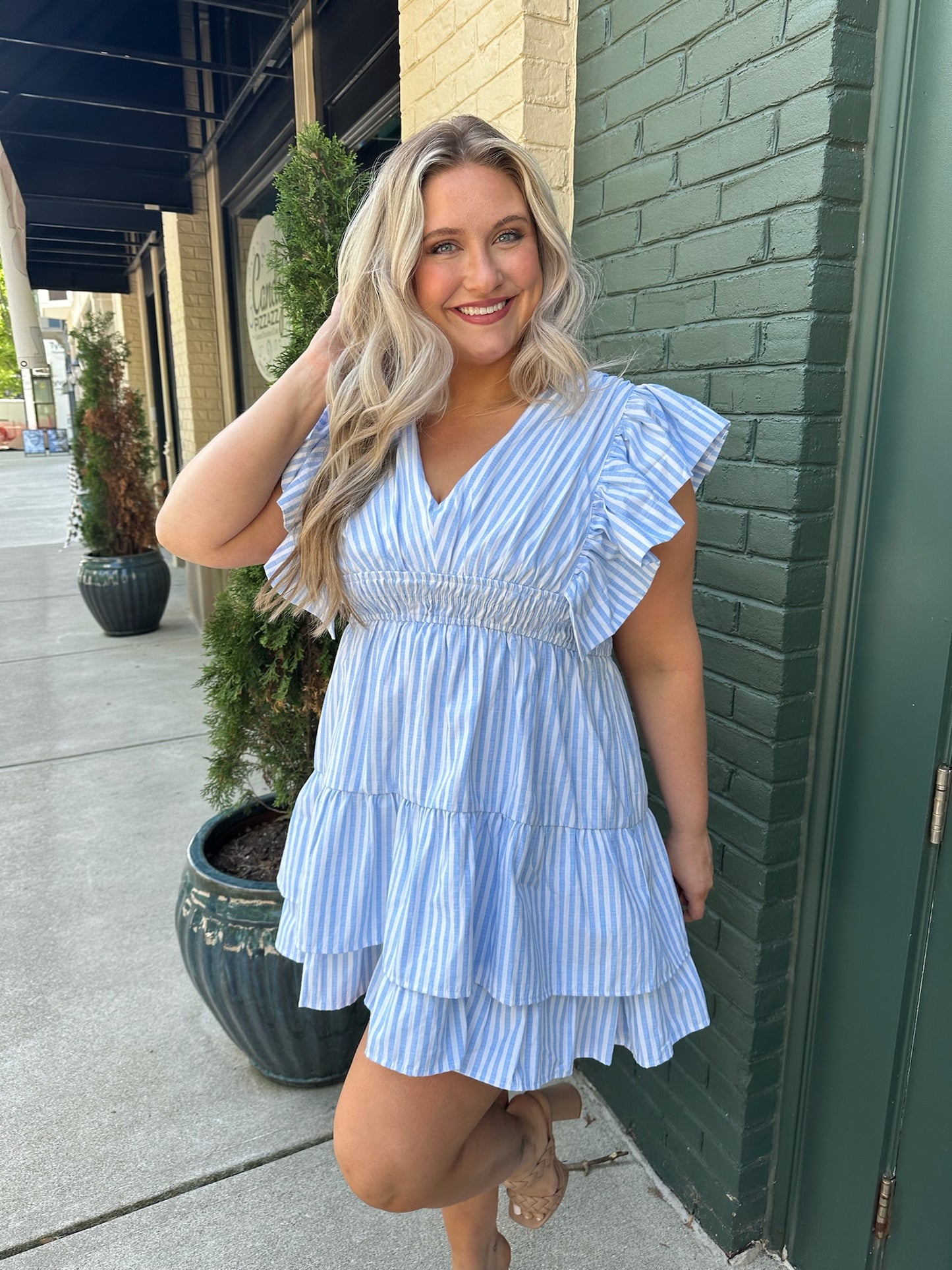 seaside striped mini dress