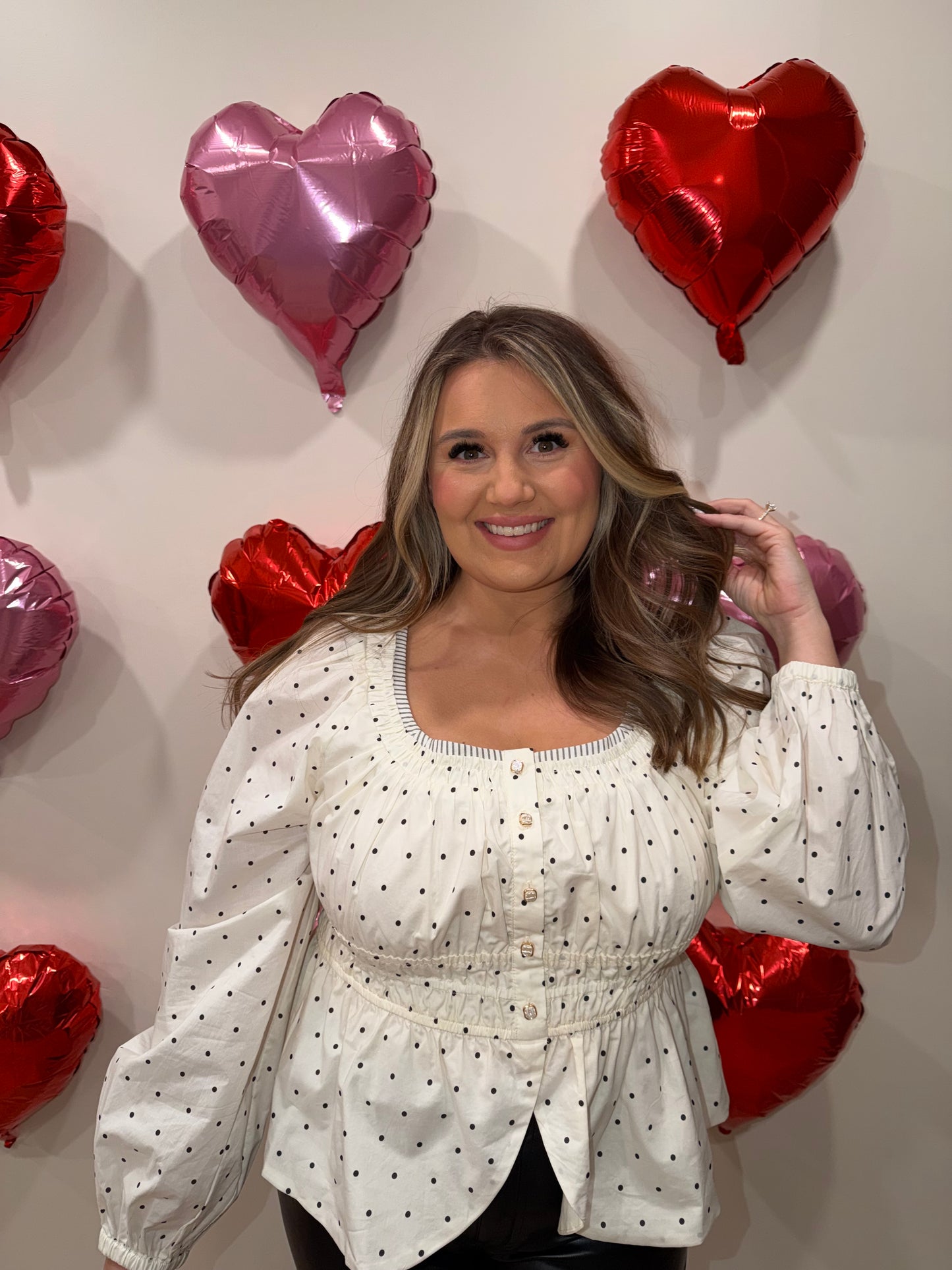 POLKA DOT PEPLUM TOP