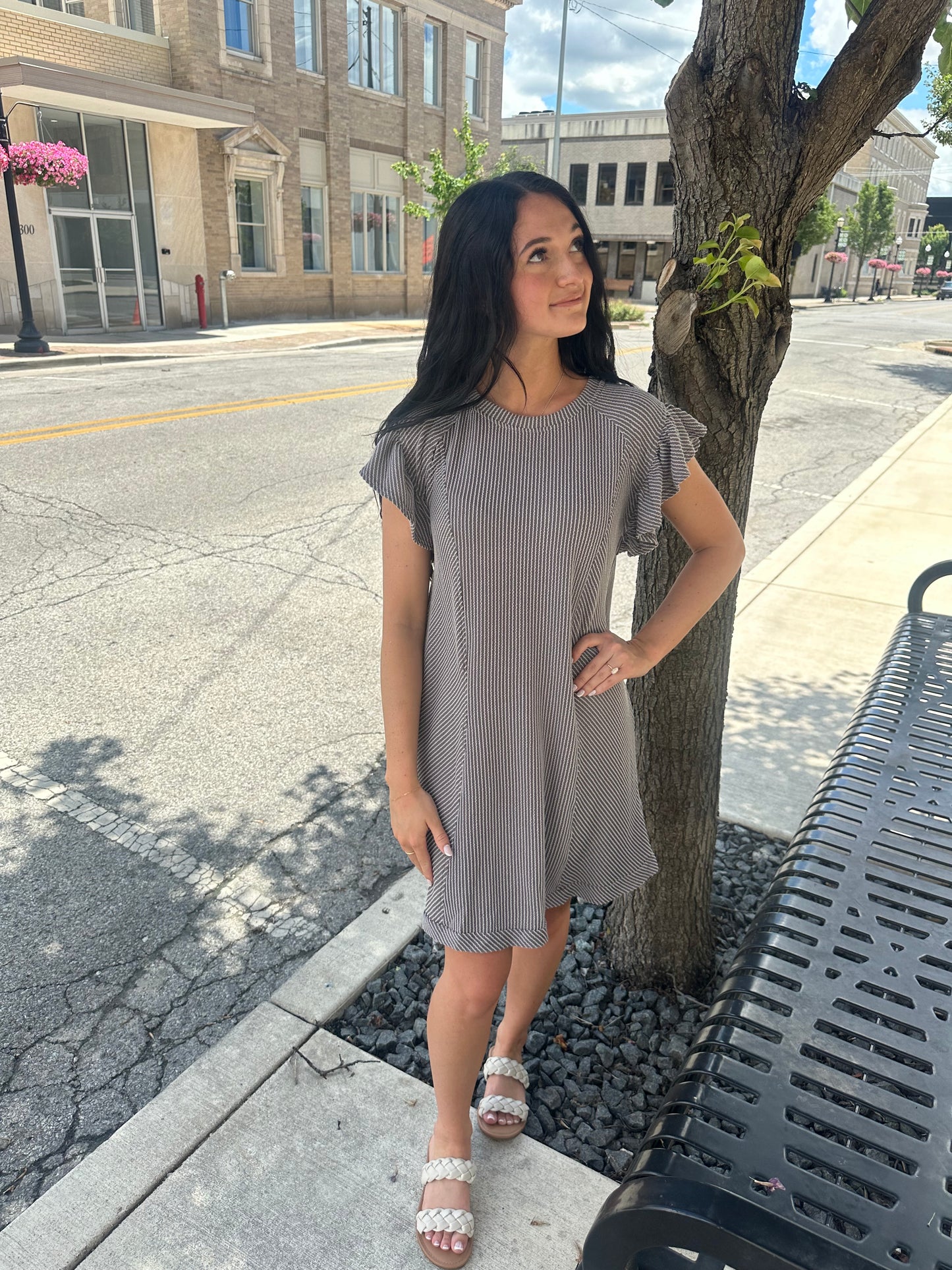 basic ribbed mini dress (grey)