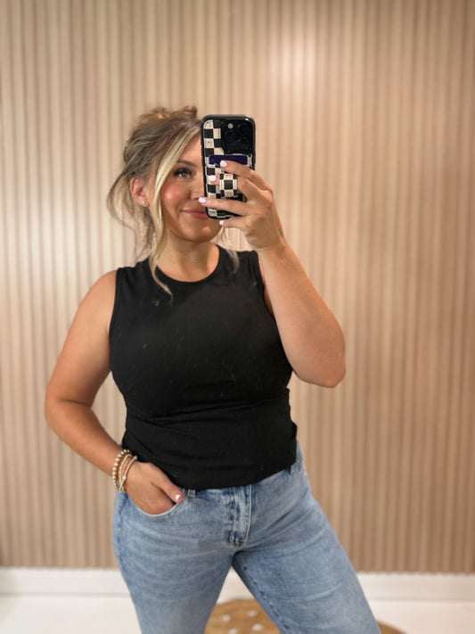 BLACK CROP TANK
