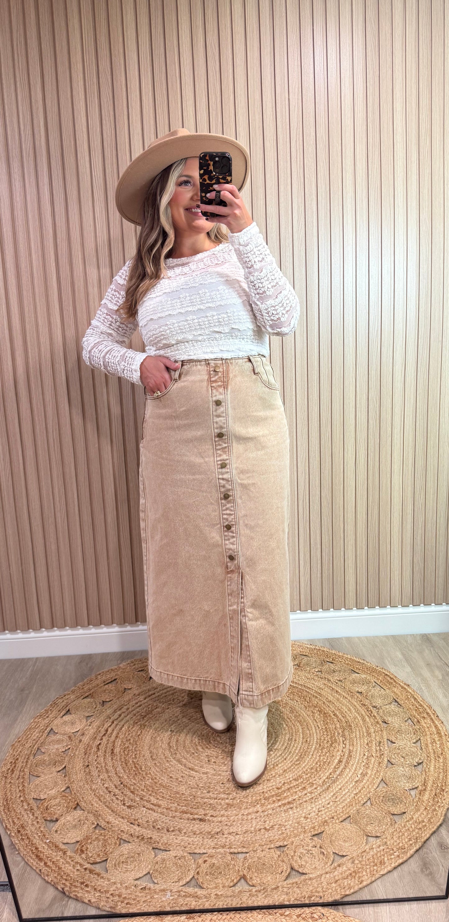 SADIE BUTTON UP MIDI SKIRT