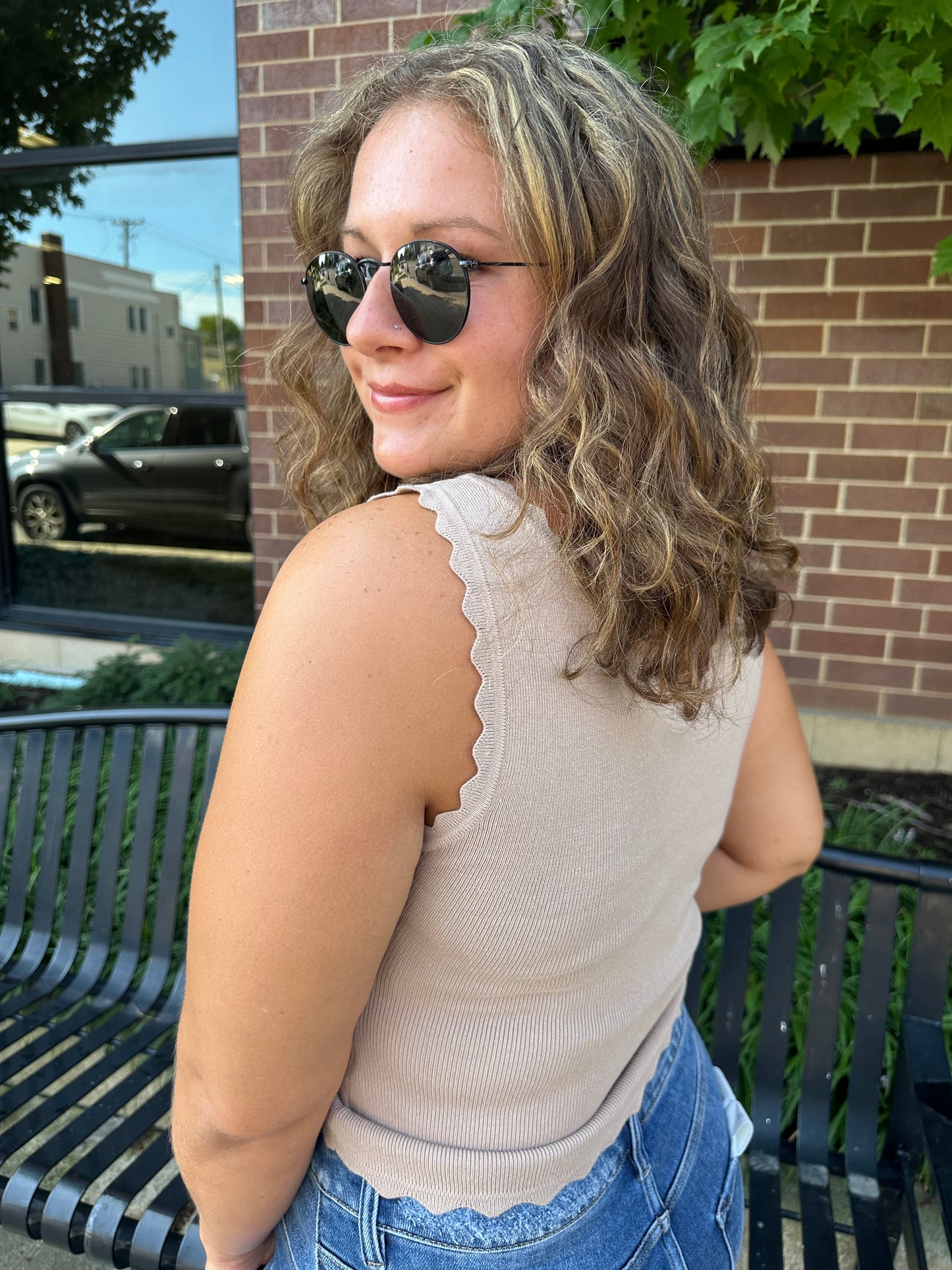 tan scalloped basic tank