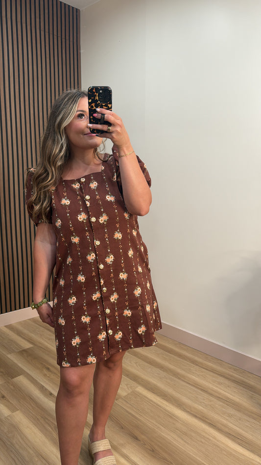HARVEST FLORAL MINI DRESS