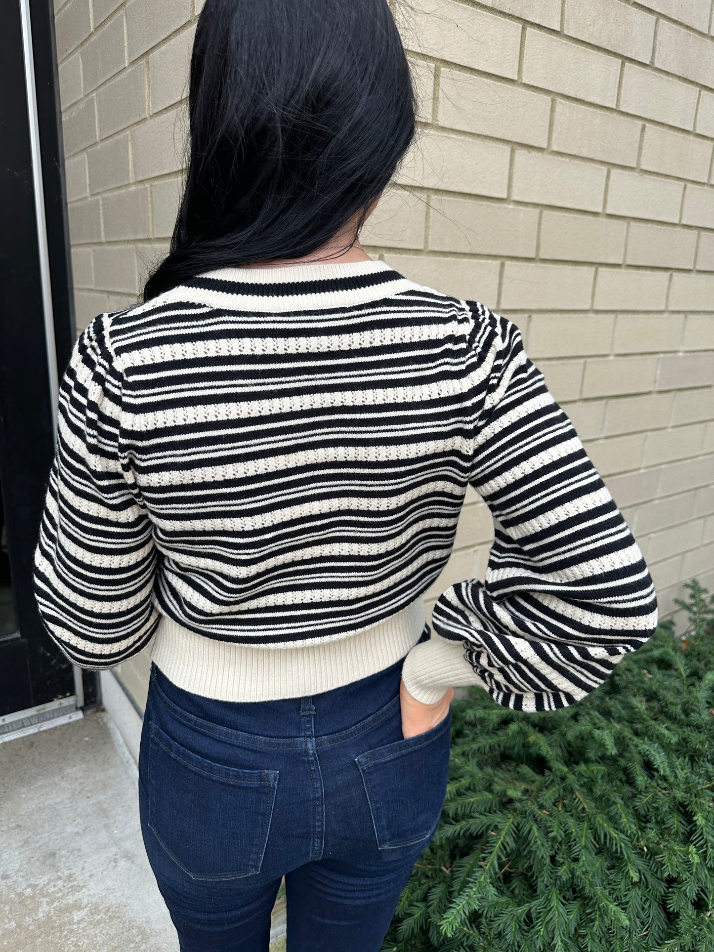 striped bow sweater