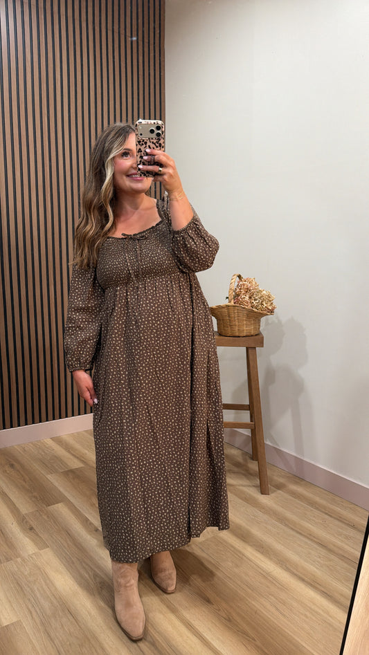 BELLA BROWN FLORAL MAXI