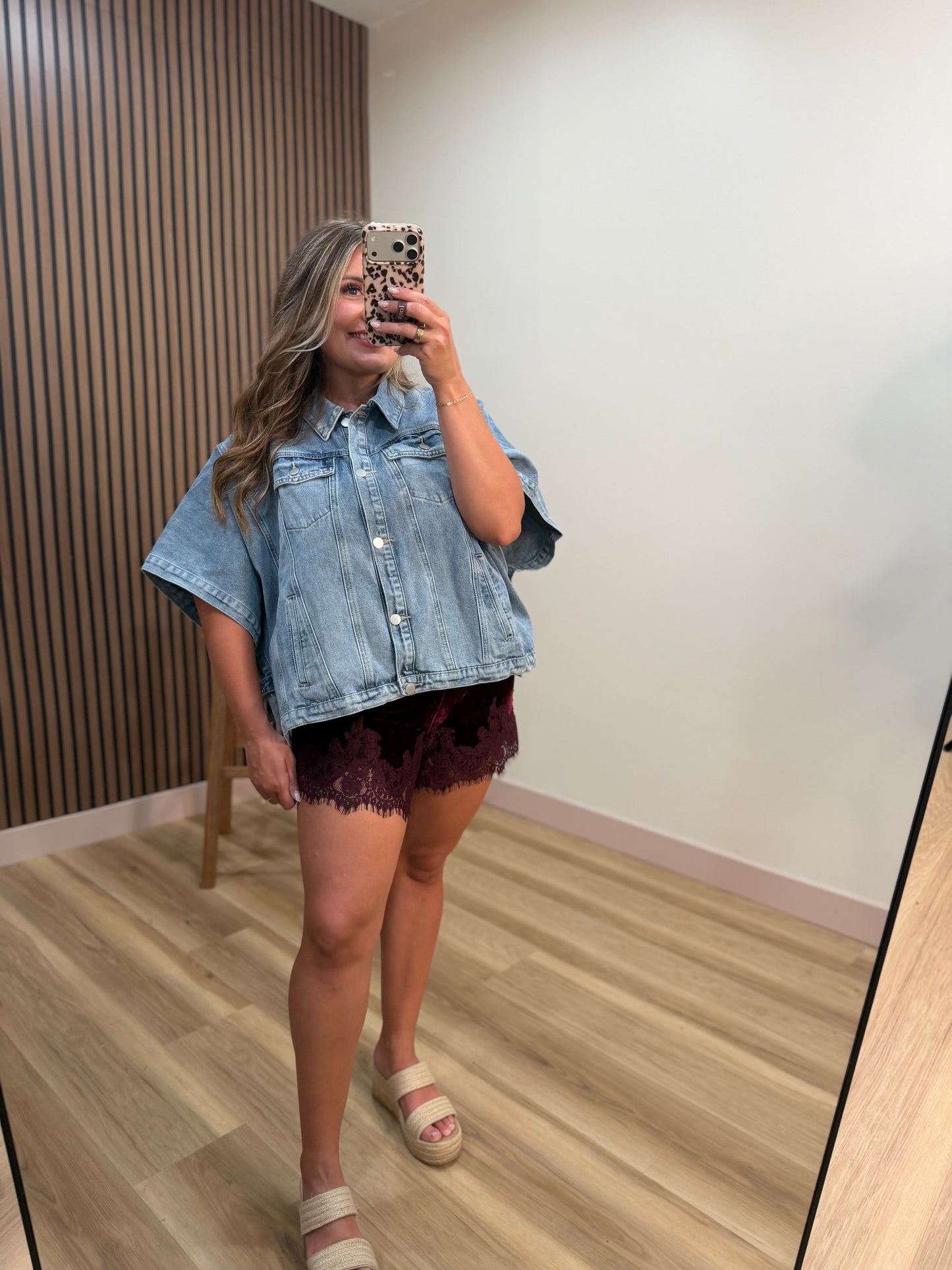 MULBERRY VELVET LACE TRIM SHORT