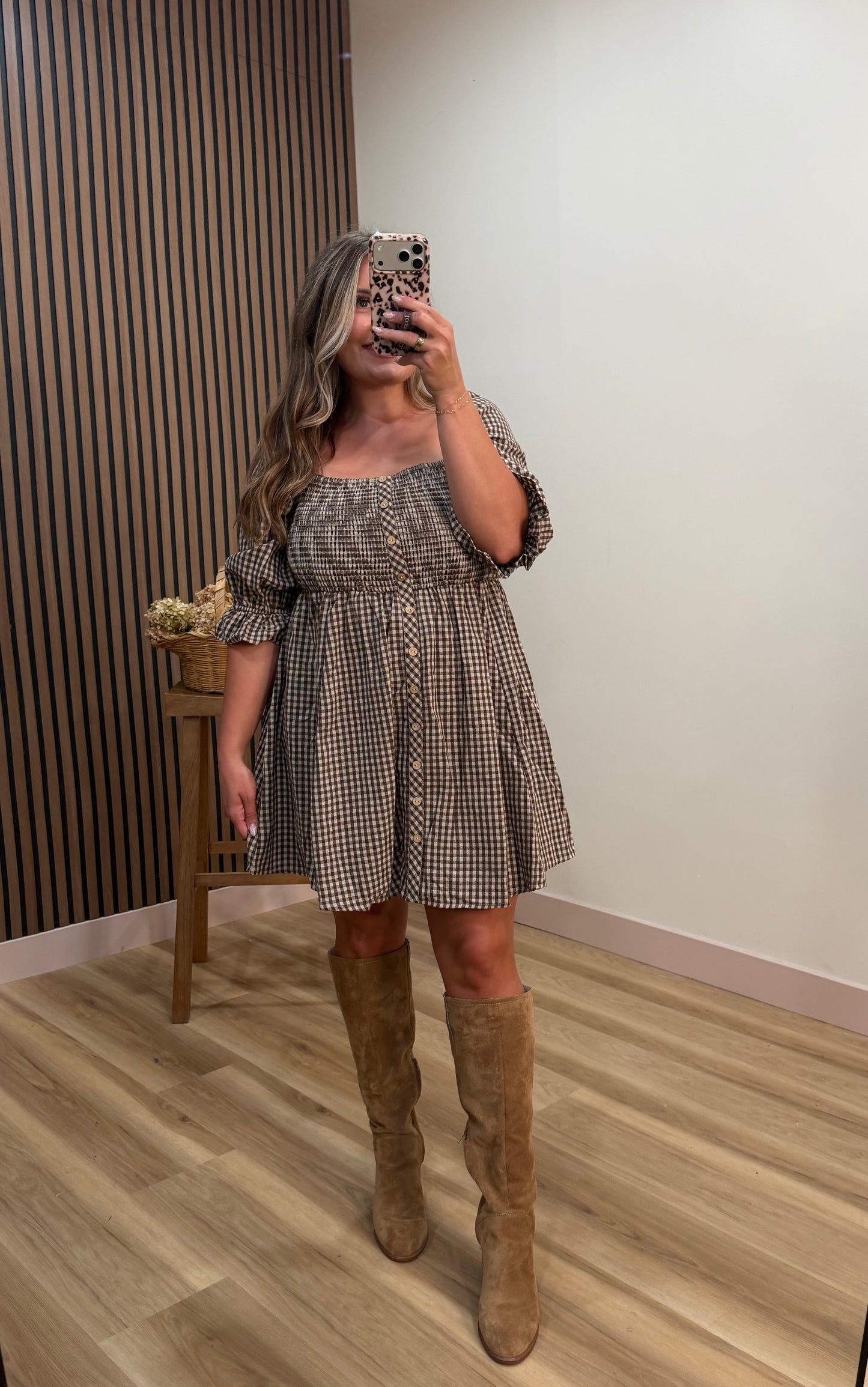 GRACIE GINGHAM MINI DRESS (size large is for preorder. ships 9/2.)