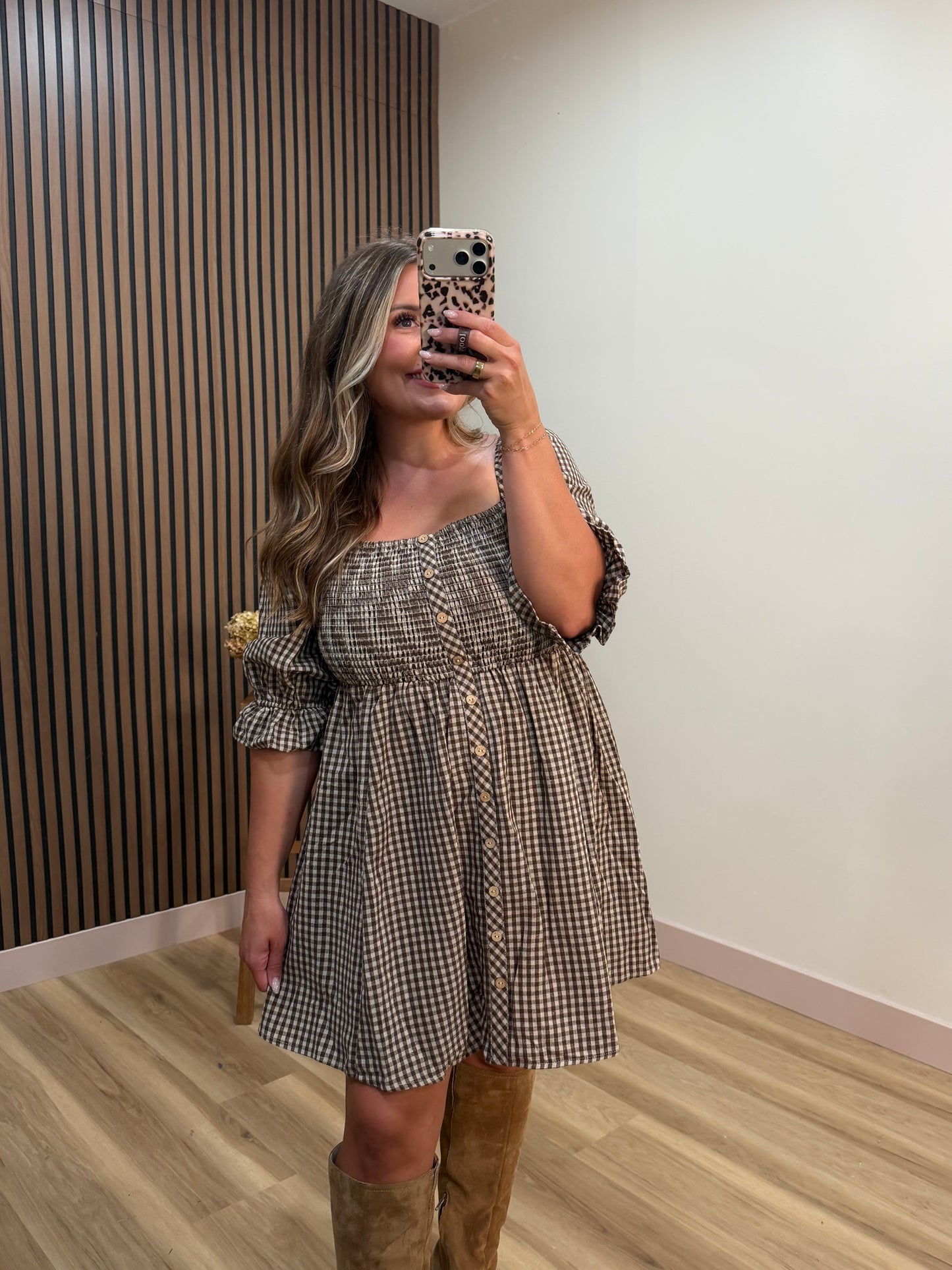 GRACIE GINGHAM MINI DRESS (size large is for preorder. ships 9/2.)